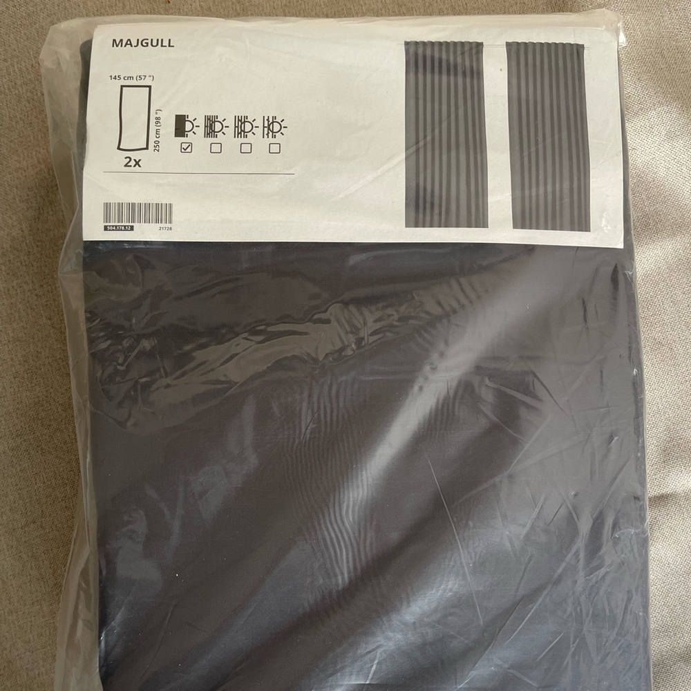 Ikea MAJGULL Curtains Room Darkening 2 Panels 1 pair Gray 57”x 98"